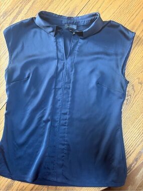 The Limited Navy Sleeveless Split-Neck Blouse